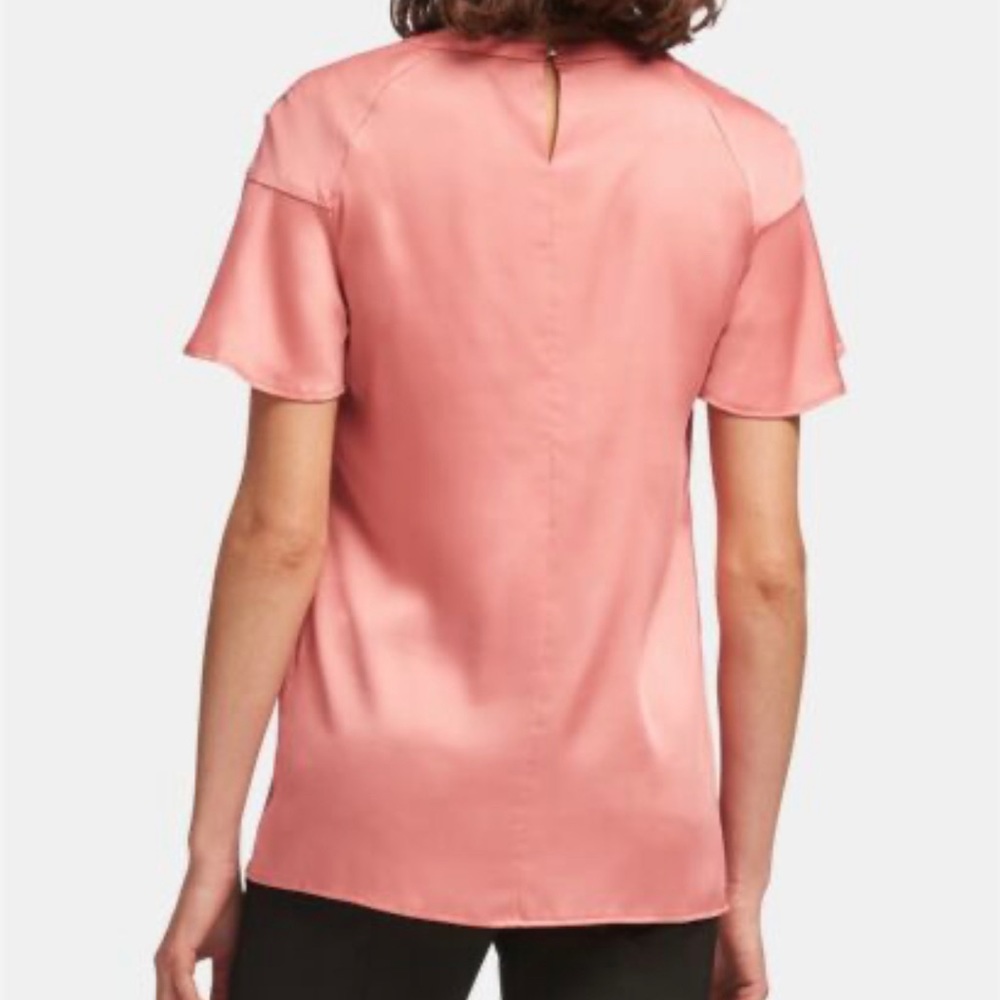 DKNY crew neck flutter sleeve pink blouse - Picture 2 of 5